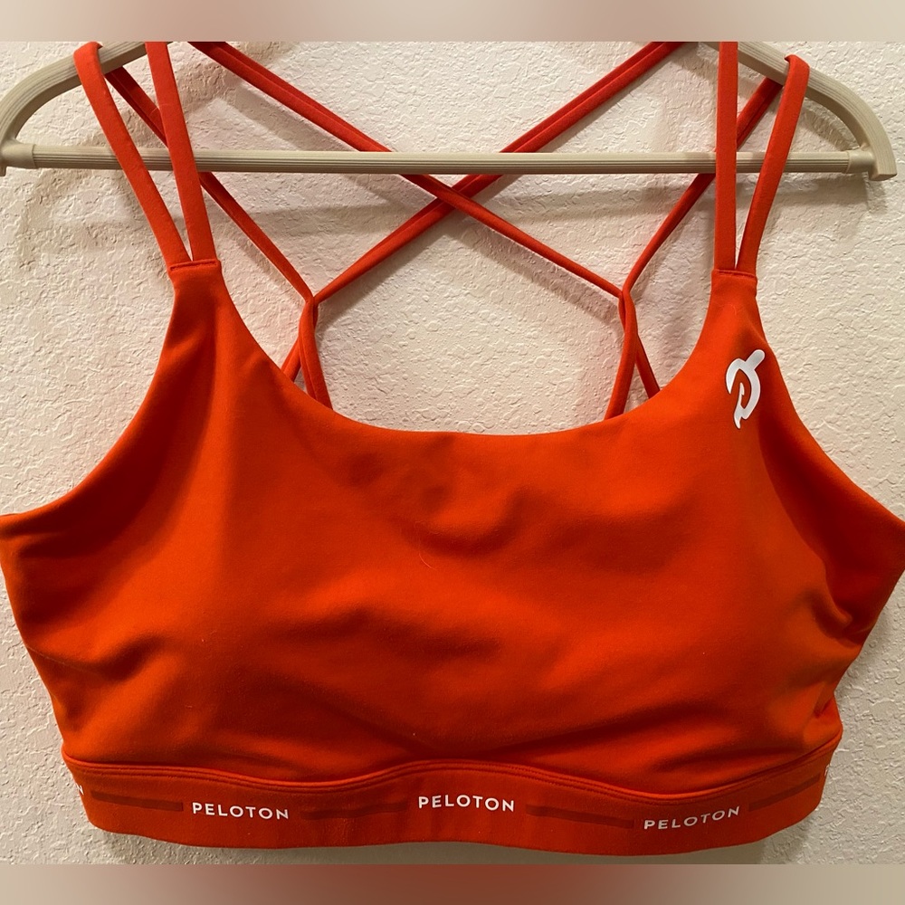 Peloton red Orange cadent Sports Bra